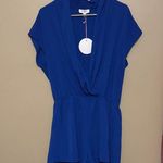 Blue Womens V neck romper Size L Photo 0
