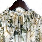 Rachel Zoe Smocked Smocked Neck Floral Chiffon & Base Tee XS Long Sleeve Classic Photo 1