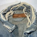 GRLFRND Cara Blue Denim Jacket Size XS Distressed USA Designer Raw Hem Photo 5