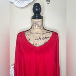 Maeve NTM: by Anthropologie Red Boho Flowy Tunic Blouse Long Sleeve V-Neck Photo 3