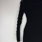 Pattyboutik 🖤 Black Ribbed Button-Sleeve Bodycon Dress Photo 1