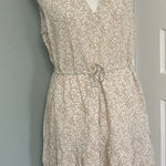 GAP Sleeveless Splitneck Mini Dress Khaki Beige Floral SIZE Medium Tiered Tan Photo 0
