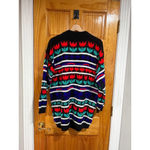 Vintage DELIVERY Ltd Tulip Heart Knit Sweater Black Colorful 80s 90s USA XL Photo 3