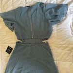 Lulus New  Deep in my heart slate blue Swiss Dot cut out maxi dress  size small Photo 5