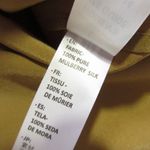 NWT LilySilk Stand Collar Cap Sleeve Blouse in Gold Silk Button Photo 3