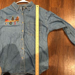 Vintage honors Christmas embroidered denim button up Blue Size M Photo 4