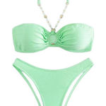 SheIn  Swim Chicsea Ring Linked Halter Bikini Swimsuit in Mint, Size S​​​​​​ Photo 0