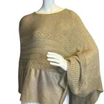 Chico's  sueded trim knit poncho tan brown asymmetrical size xl. Photo 1