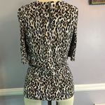 White House | Black Market leopard print elbow sleeve fitted crewneck sweater S Photo 2