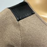 A Byer Ribbed Knit Faux Leather Accent Long Sleeve Tunic Ultra Mini Dress Medium Photo 2