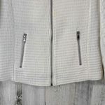 Joie  Zip Front Jacket Medium White Waffle Knit Pockets Cotton Blend Zip Cuffs Photo 3