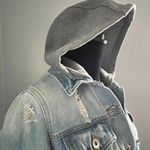 Ci Sono  Denim Jacket, Removable Hood, Distressed, Size Large, Style DJK161 Photo 2