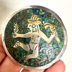 Mexico Taxco Sterling silver and brass mosaic Turquoise and lapis lazuli Aztec Blue Photo 5