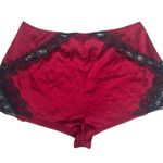 new Kiki De Montparnasse ♕ Lace Inset Stretch Silk PJs Boy Shorts ♕ Red Black ♕ Size L Photo 0