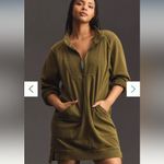 Anthropologie Daily Practice by  Green Meru Mini Sweatshirt Dress Half Zip Large Photo 1