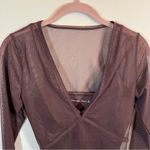 Abercrombie & Fitch ✨  Long-Sleeve V-Neck Mesh Top Brown Small Photo 3