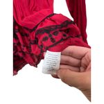 Ny Collection  Petite Blouse Red Black Ruffle Sheer‎ Button Down size S Photo 8