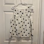 A New Day Women's Linen Blend Sleeveless V-Neck Blouse Large White Polka Dot Photo 5
