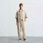 ZARA Men's Beige Abstract Print Carpenter Pants Size 30 NWT Photo 0