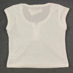 Hesperus  Lace-Up Crop Top Blouse Ribbed Knit Short Sleeve Casual‎ White Sz L NWT Photo 7