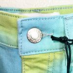 We Wore What  Tie Dye Green And Blue High Rise Raw Hem Flare Bell Shorts Photo 9