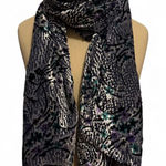 Women's Floral Velvet Scarf Multicolor Rectangle Black Photo 0