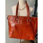 Ladies Valentina Embossed Leather Handbag Handmade in Italy Orange Photo 1
