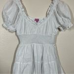 Francesca's Francesca’s White Cidney Smocked Waist Mini Dress Photo 6
