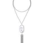 Kendra Scott Howlite & Silver Rayne Tassel Necklace Marble Long Photo 0