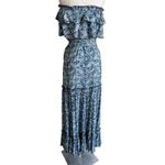 Fresha London Strapless Tiered Ruffle Maxi Leaf Palm Print Dress XS Green Photo 6