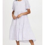 English Factory 💕💕 Tiered Gingham Seersucker Maxi Dress ~ Lavender Medium M NWT Photo 3