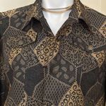 Ruby Rd  Black Gold Light Jacket Patch Pattern.Metal Buttons Front Pockets.Sz 14 Photo 2