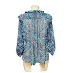 Anthropologie Haida Peasant Top Sheer Ruffle Paisley Print Blue Teal Size XS Photo 6