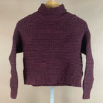 Madewell  XXS Side Button Boxy Turtleneck Sweater Burgundy Chunky Ribbed Modern Photo 0