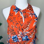Loft Tropical Orange Floral Ruffle Tiered Dress Photo 1
