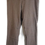 Anne Klein Brown Plaid Pull On Skinny Dress Pant Trousers Size 6 Stretch Work Photo 0