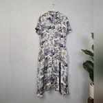 Altuzarra Kiera Short Sleeve Midi Silk Shirtdress Blue Size L Photo 3