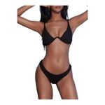 Forever Young Textured Underwire Bikini Black Wire Size Med EUC #0943 Photo 2