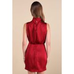 Lulus  Classic Elegance Wine Red Satin Sleeveless Mock Neck Dress Cocktail XS Photo 1
