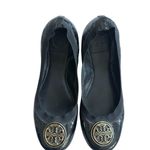 Tory Burch  Black Patent Leather Logo Ballet Flats Size 8 Photo 4