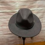 W•S•B Brown Fedora Hat Size 58 Faux Leather Band W/Buckle Decoration gold chain Photo 2