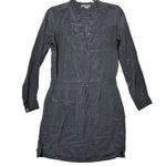 Vince  100% Silk Long Sleeve Black Tunic Mini Dress with Pockets Size 4 Photo 1