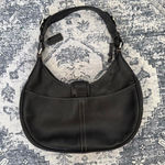 Coach VTG Y2K Hamptons 7548 Black Leather Buckle Hobo Bag Photo 2