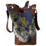 CHAPS Purse Women Medium Size Tote Bag Blue Yellow Floral Tassels Classic Preppy Photo 2