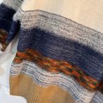 Fate Striped Colorblock Cozy Knit Sweater Cream Tan Navy XL Blue Photo 4