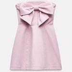 ZARA NWT WOMAN SS24 PALE PINK SHORT STRAPLESS BOW DRESS LARGE 4772/219 AS IS Photo 0