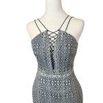 Gianni Bini Gianna Bini Tatiana Jacquard Dress XS Navy Blue Tribal Geometric Southwestern Photo 1