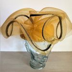 Vintage Gold Church Derby Fascinator Hat Sculpted Mesh Avant Garde Cocktail Photo 0