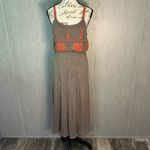 HD in Paris Gray Midi Skirt with Orange Embroidery Size Small Photo 11
