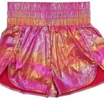 Free People  Movement The Way Home Shorts In Pink Rainbow Metallic Size Medium Photo 0